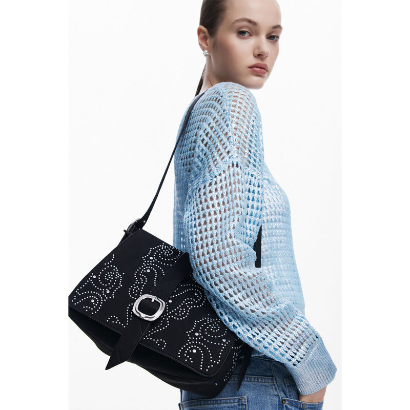 Bolso Cruzado Efecto Piel Tachuelas 25waxpbh/2000 Desigual® Negro Lisa Níquel