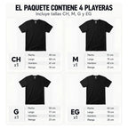Playera Básica Para Hombre Paquete 4pz Negro Marca Skannda® Negro Lisa Paquete Playeras