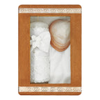 Set Para Bautizo Vela+concha+toalla+caja De Madera