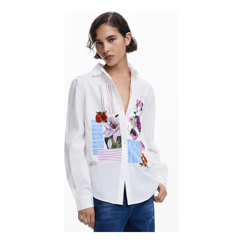 Camisa Minnie Mouse Para Mujer 25swcw24/1000 Desigual® Blanco Minnie Mouse Xs