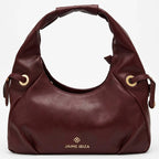 Bolso Hobo Para Mujer Mod. Ji 2998 Marca Jaime Ibiza® Vino Lisa Níquel