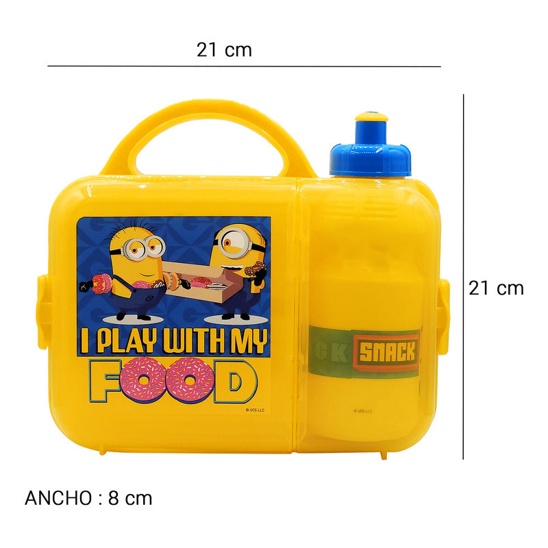 Lonchera Infantil De Plástico Con Botella Diseños Varios