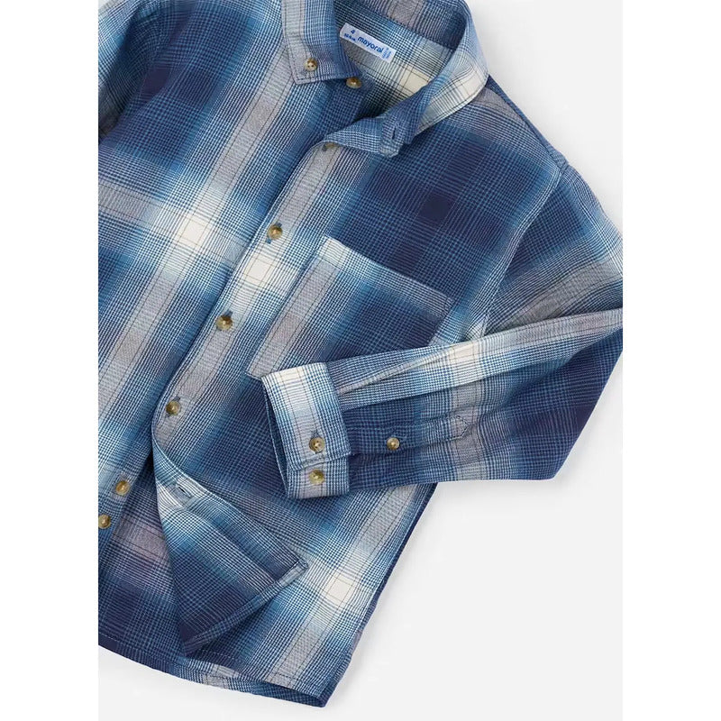 Camisa De Cuadros Para Niño Mod.4128-4127 Marca Mayoral® Azul Rayas 9