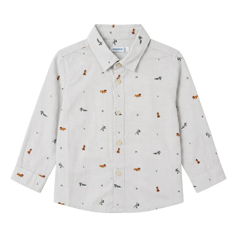 Camisa Casual Para Bebé Mod.2163 Marca Mayoral® Vapor Perritos 12 Meses