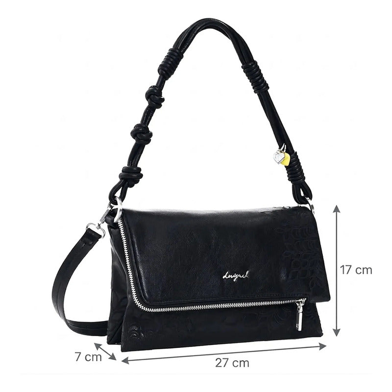 Bolso Pequeño Con Bordado Para Mujer 26saxpax/2000 Desigual® Negro Floreado Níquel