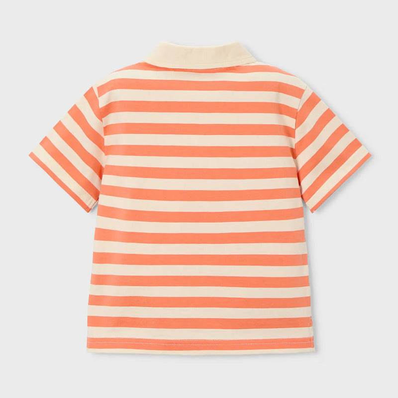 Playera Polo Casual Para Niño Mod.3110 Marca Mayoral® Naranja 8 Años Rayas