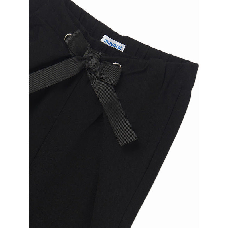 Pantalón Cropped Con Lazada De Punto Roma Mod.6577 Mayoral® Negro Liso 18