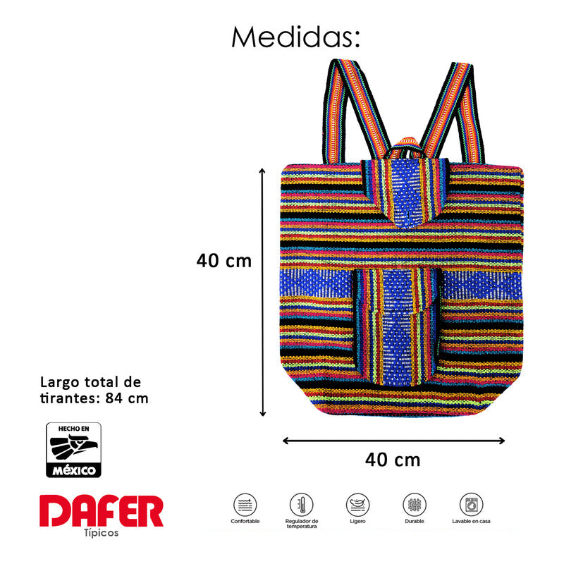 Mochila Artesanal Tejida Tipo Morral Con Bolsillo Frontal 10kg