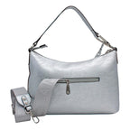 Bolsa De Hombro Para Mujer Mod.ji2486 Marca Jaime Ibiza® Plateado Arrugado