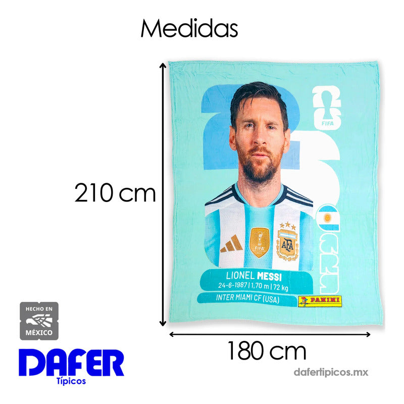 Frazada Ligera Super Suave Matrimonial Futbol Providencia® Equipo 500 G Messi Panini