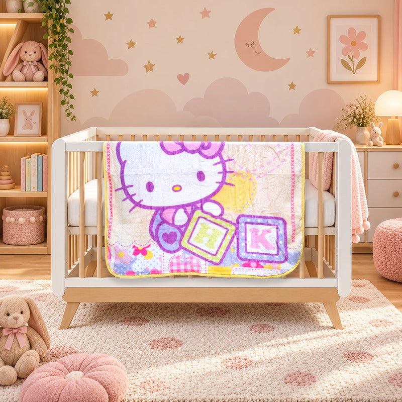 Manta De Cuna Raschel 140x110cm Dibujosanimados Providencia® Hello Kitty 500 G Amarillo