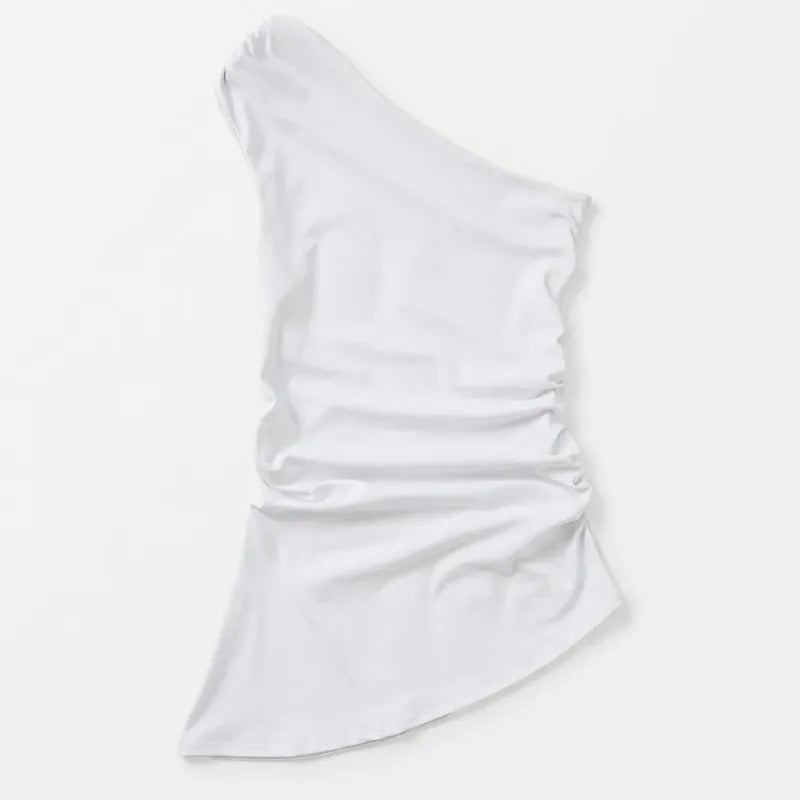 Blusa Asimetrica Para Mujer Mod. N43141 Marca Bobois® Blanco Lisa Ch