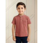 Playera Cuello Mao De Niño Mod.3102 Marca Mayoral® Coral Oscuro Liso 7