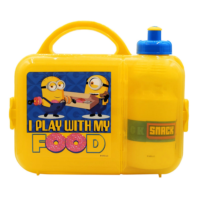 Lonchera Infantil De Plástico Con Botella Diseños Varios