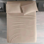 Juego De Sabanas Matrimonial Viasoft Almond Vianney® Beige Liso