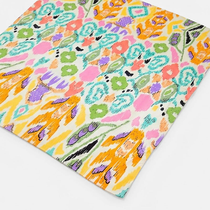 Mascada Ejecutiva De Satín Cuadrada Fina Para Mujer Multicolor Abstracto Tropical Unitalla