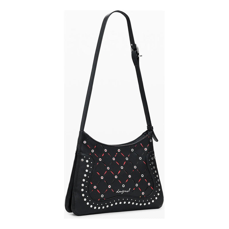 Bolso Efecto Piel Troquelado Mod. 25waxp38/2000 Desigual® Negro Troquelado Níquel