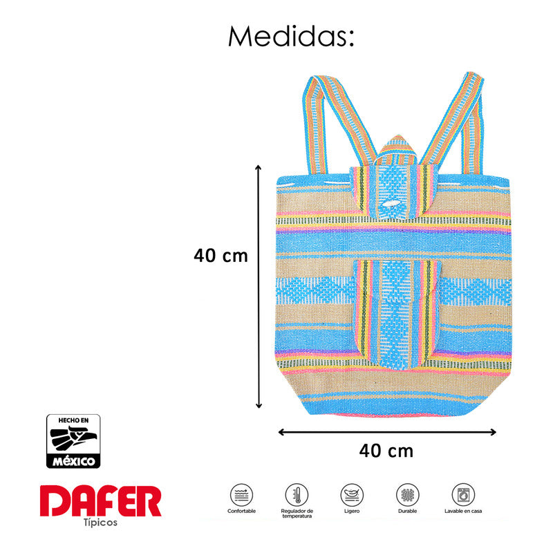 Mochila Artesanal Tejida Tipo Morral Con Bolsillo Frontal 10kg
