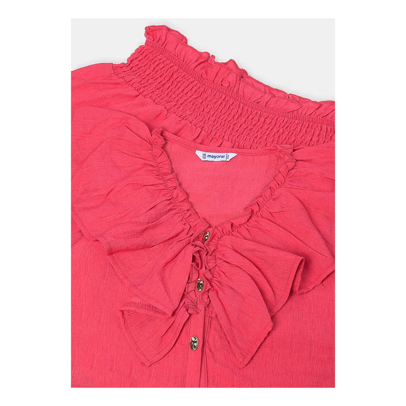 Conjunto Juvenil Blusa Crop Y Short Mod.6207 Marca Mayoral® Coral Lisa 18