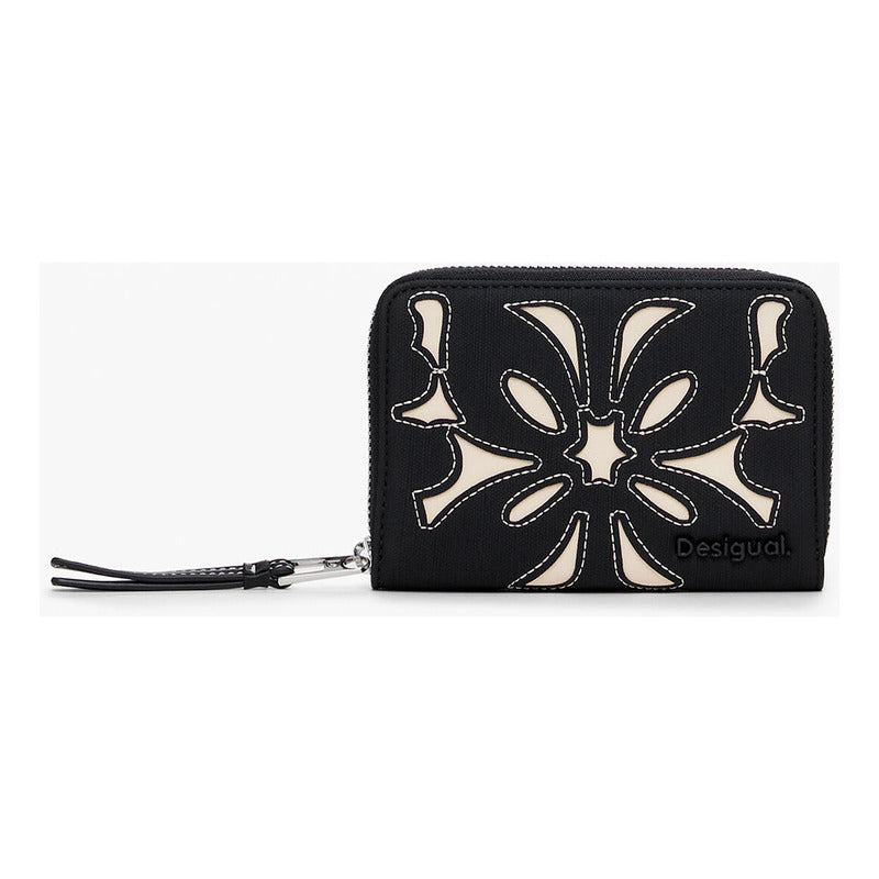 Cartera Con Diseño Floral Mod.24wayp08 Marca Desigual® Negro Floreado