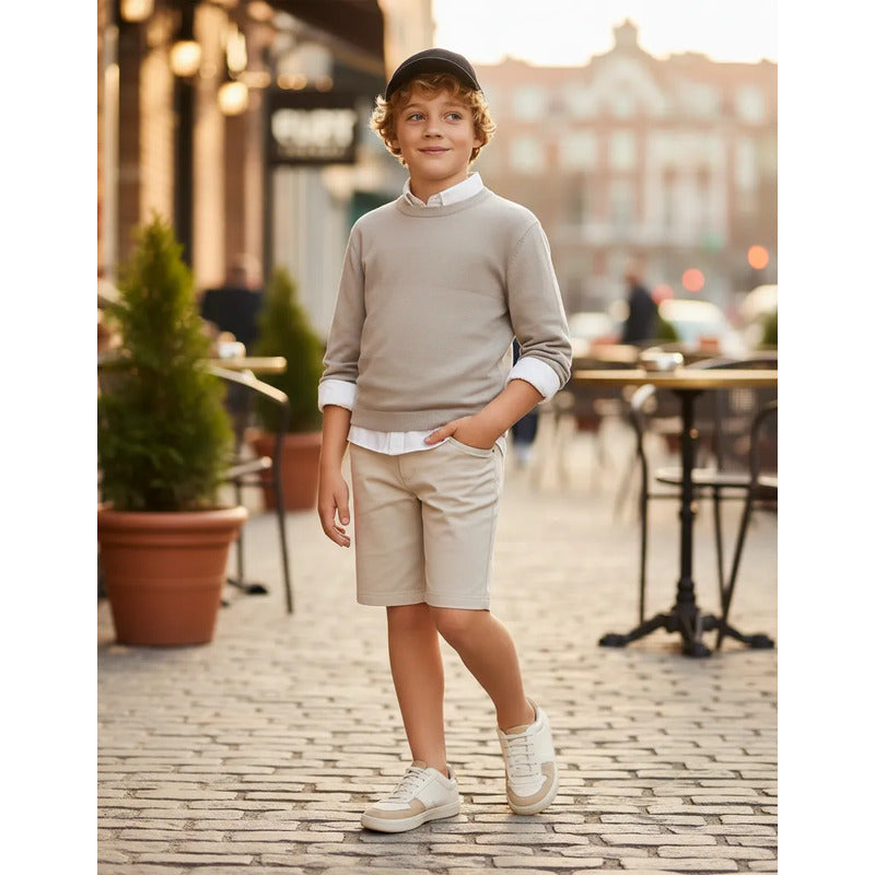 Bermuda De Vestir Para Niño Mod.6201 Marca Mayoral® Hueso Lisa 16 Años