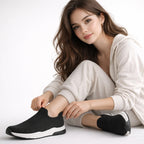 Tenis Para Mujer Con Gel Anti Shock Mod.105126 Marca Flexi® Negro Lisa 25.5 Mx