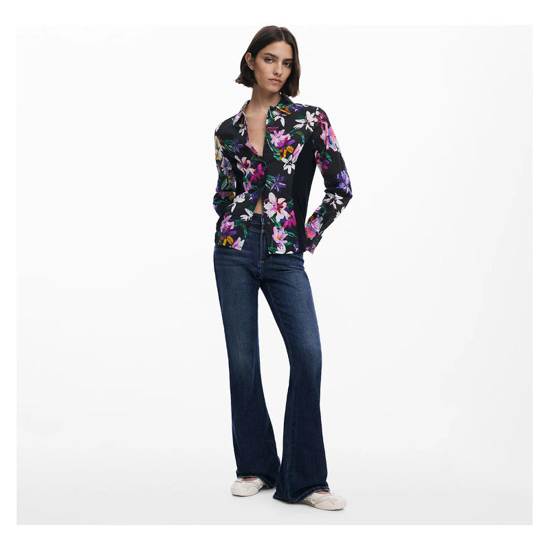 Camisa Casual Para Mujer 25wwcw15/2000 Marca Desigual® Multicolor Floreado Xs