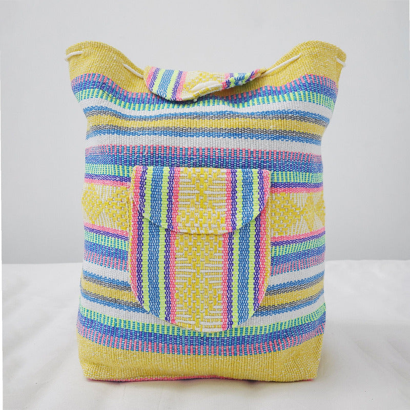 Mochila Artesanal Tejida Tipo Morral Con Bolsillo Frontal 10kg