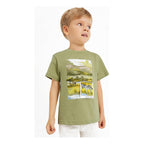 Playera Casual Comoda Para Niño Marca Mayoral® Verde Claro Safari 4 Estampa Localizada