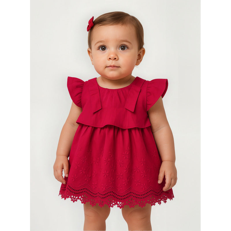 Vestido Ligero Para Bebé Mod.1921 Fresa Marca Mayoral® Fresa Lisa 24 Meses