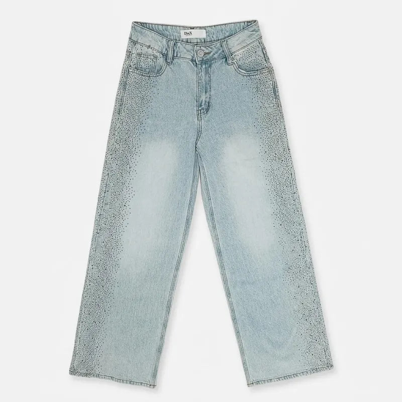 Pantalón Recto Holgado Jeans Para Mujer Dxd0626 Marca Doux® Mezclilla Lisa 0