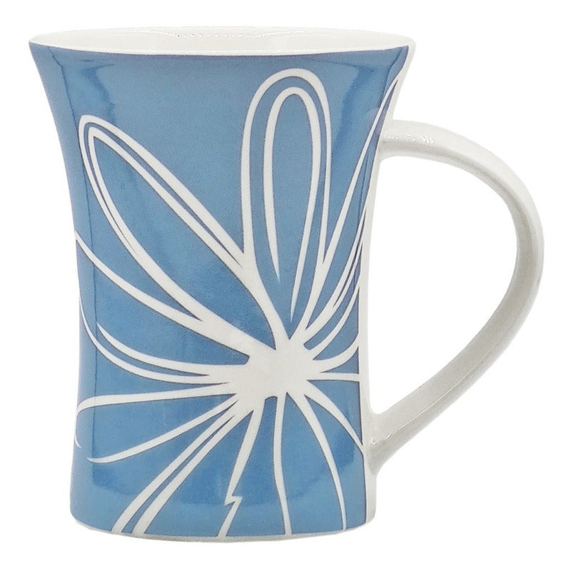 Set De Tazas 4pz Mod.1754-15 Marca Nuvo® Blanco/multicolor Floreado