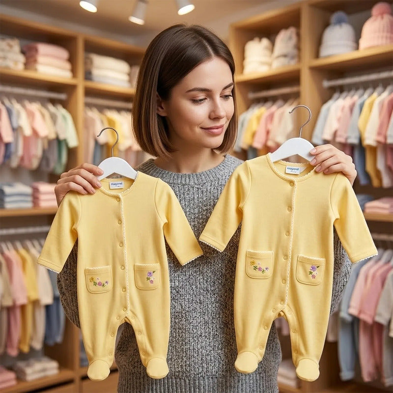 Mameluco Ligero Para Bebé Mod. 1708 Marca Mayoral® Amarillo 4-6 Meses Lisa