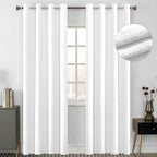 Cortina Blackout 2 Paneles Textura Lino Impermeable Luna® Blanco