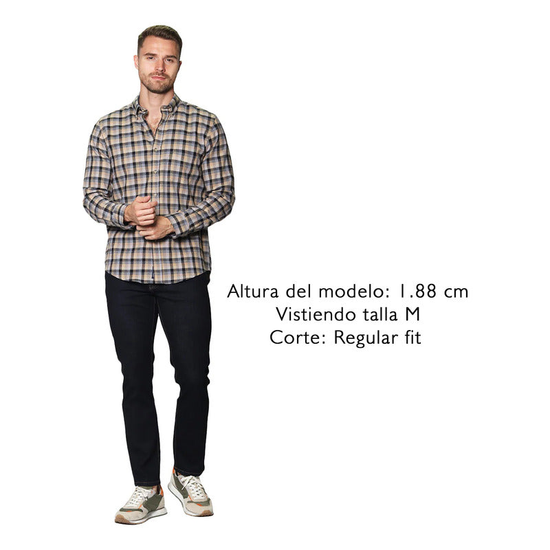 Camisa Para Hombre Manga Larga Cuadros Marca Bobois®