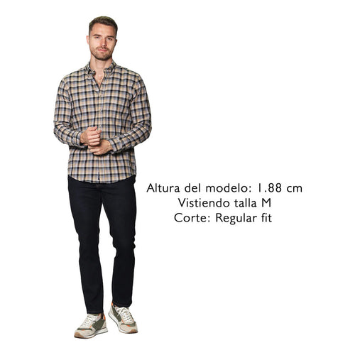 Camisa Para Hombre Manga Larga Cuadros Marca Bobois®