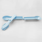 Set Cubiertos Portatil Cuchara+tenedor+cuchillo De Plastico Celeste 1819-24