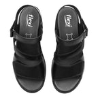 Sandalia Cuña Baja Para Dama Mod.116023 Marca Flexi® Negro Liso 24 Mx