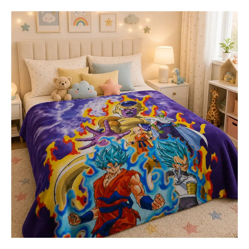Cobertor Ligero Super Suave Matrimonial Diseños Providencia® Dragon Ball Z 850 G Multicolor