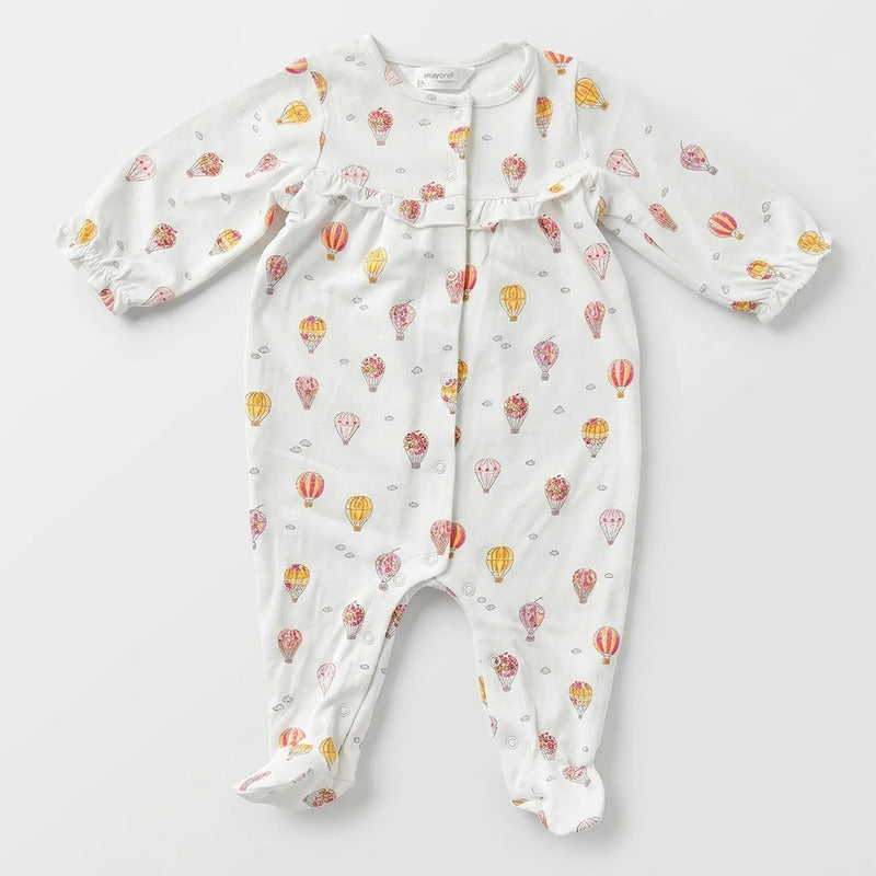 Mameluco Ligero Para Bebé Mod. 1708 Marca Mayoral® Blanco 6-9 Meses Globos Aerostáticos