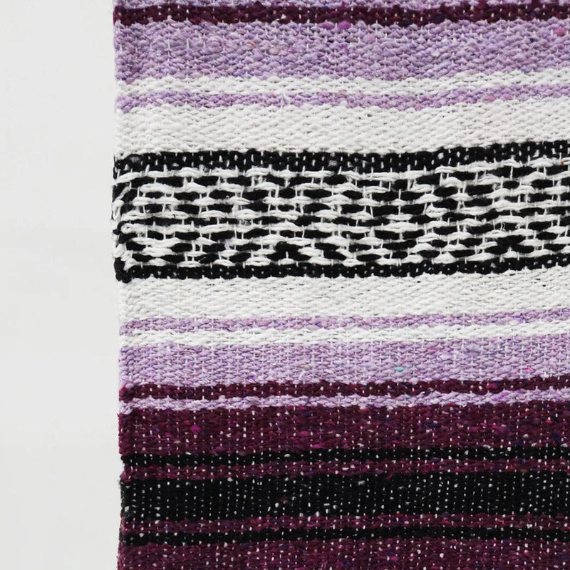 Falsa Artesanal 1.90m X 1.20m Cobija Multiusos Mexicana Geométrico 1 Kg Violeta