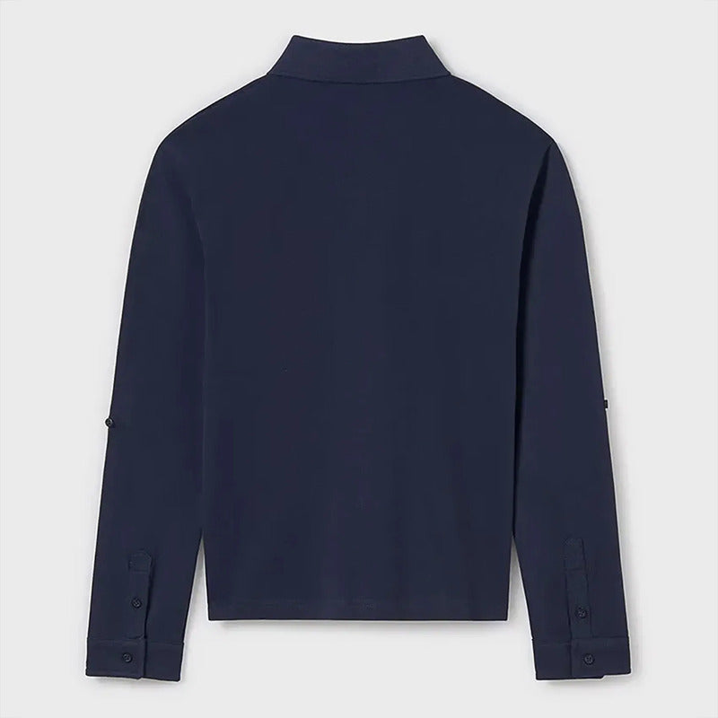 Playera Polo Para Niño Mod.6135 Marca Mayoral Nukutavake® Marino 18 Años Lisa