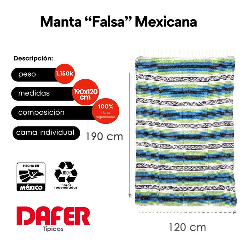 Falsa Mexicana Artesanal Multiusos 6pz Mayoreo 190x120cm Multicolor 3