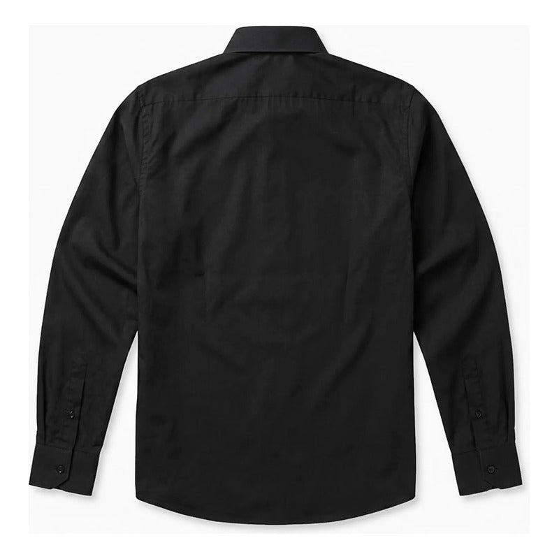 Camisa Slim Fit Para Hombre Mod.13064 Marca Manchester® Negro Lisa 14.5