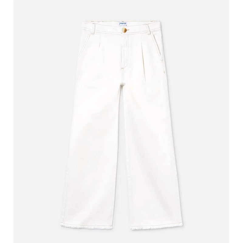 Pantalón Casual Largo Juvenil Mujer M. 6549 Marca Mayoral® Blanco Sarga 16 Años