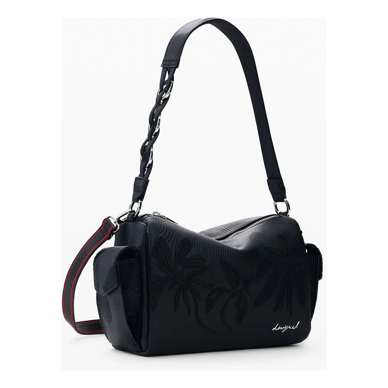 Bolso Mediano Con Bordado Para Mujer 26saxpap/2000 Desigual® Negro Bordado Níquel