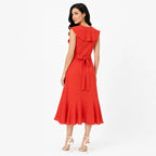 Vestido Envolvente Largo Tipo Cruzado Mod. Nikki Sterling® Rojo Lisa Eg
