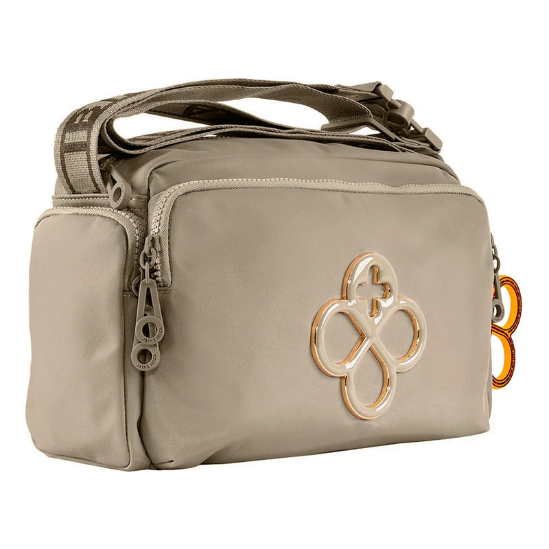 Bolso Crossbody Para Mujer Mod. Ji 2883 Marca Jaime Ibiza® Taupe Lisa Níquel