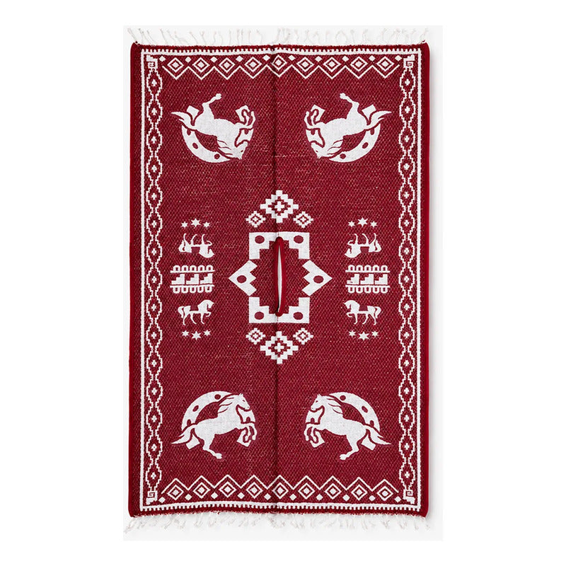 Jorongo Gaban Artesanal Mexicano Colores Caballos Herradura Vino Caballos Herradura Xg