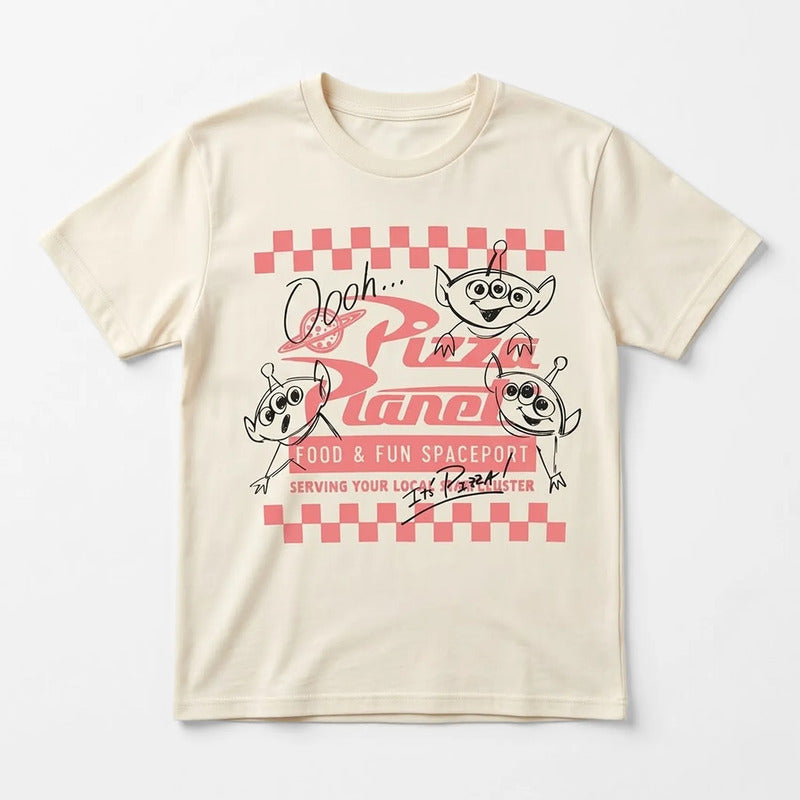 Playera Comfy Fit De Hombre Pizza Planet Mascara De Latex® Beige Pizaa Planet Ch Lisa